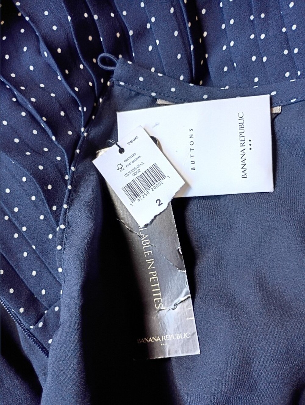 Banana Republic Navy and White Polka Dot Fit-and-Flare Dress - Picture 6 of 9